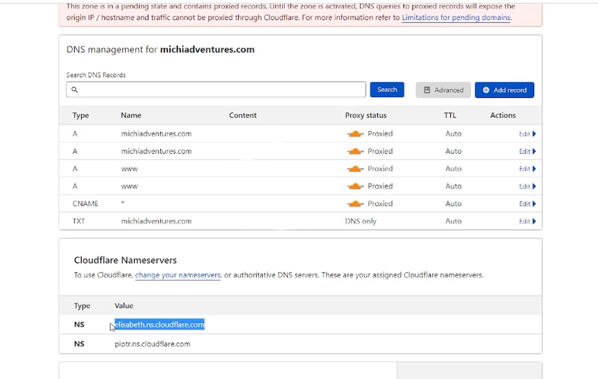 Cloudflare DNS list