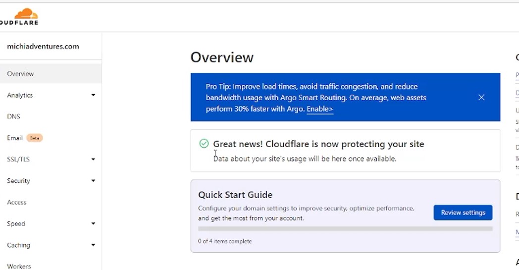 Overview Tab Cloudflare