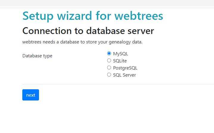Database setup