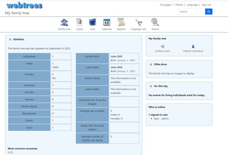 Family Tree Sign In Setting Up Webtrees Family Tree Server - TempleNet Blog